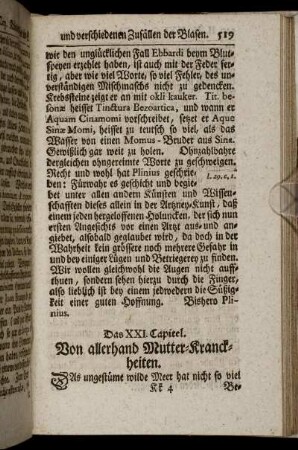 Das XXI. Capitel. Von allerhand Mutter-Kranckheiten.