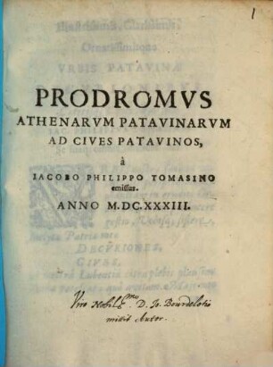 Prodromus Athenarum Patavinarum ad Cives Patavinos