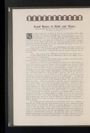 Josef Kainz in Acht und Bann