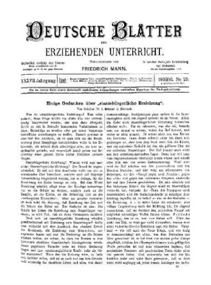 Einige Gedanken über "staatsbürgerliche Erziehung"