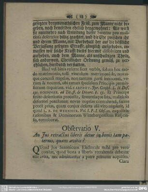 Observatio V. An Ius retractus liberis detur in bonis tam paternis, quam avitis?