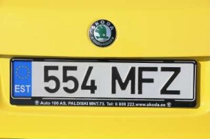 Kennzeichen eines Mietwagens : Estnisches Autokennzeichen (Mietwagen, keine Rechtsprobleme) Aufgenommen im April 2008