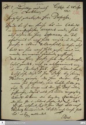 Brief von Heinrich Julius Elers an August Hermann Francke.