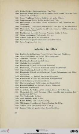 Arbeiten in Silber (Nr. 1145-1224)