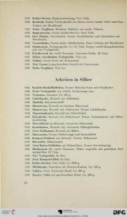 Arbeiten in Silber (Nr. 1145-1224)