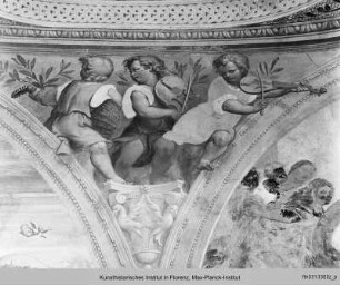 Freskenzyklus: Szenen aus dem Leben Mariens : Tambourfresken : Zwickel: vier Kirchenväter, Putti