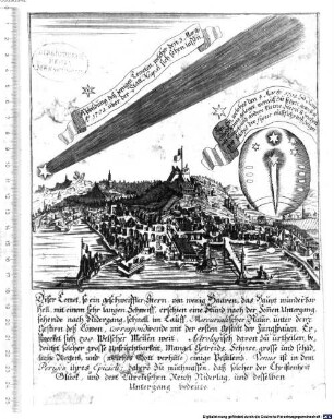 Abbildung deß jenigen Cometen, welcher den 3. Martij A°. 1702. über der Statt Neapoli sich sehen lassen : Eyn Ey, welches den 4. Martij 1702 zu Rom eine Henne geleget, worauf zu sehen gewesen ein Comet- und andere kleine Stern u[nd] Zeichen wie solchers die figur außführlich zeiget