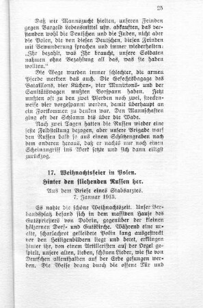 17. Weihnachtsfeier in Polen. Hinter den fliehenden Russen her.