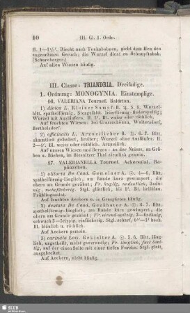 III. Classe : Triandria. Dreifadige