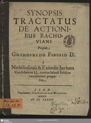 Synopsis Tractatus De Actionibus Bachoviani