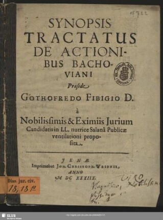 Synopsis Tractatus De Actionibus Bachoviani
