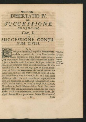 Dissertatio IV. De Successione Conjugum.