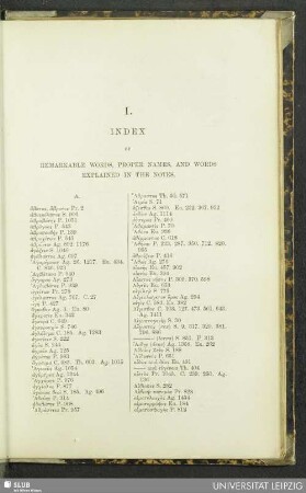 I. Index of remarkable words, proper names, an words explained in the notes