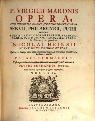 P. Virgilii Maronis Opera, Tomus IV.