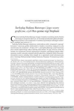 75: Sarkofag Stefana Batorego i jego wzory graficzne, czyli Res gestae regi Stephani