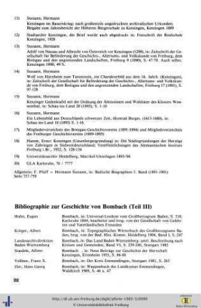 Bibliographien zur Geschichte von Bombach (Teil III), Hecklingen (Teil IV), Nordweil (Teil V), Kirnburg (Teil VI) und Ergänzungen (zu Teil I und II)