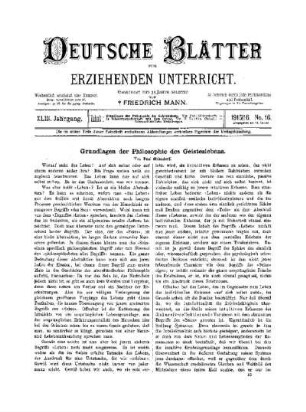 Grundlagen der Philosophie des Geisteslebens