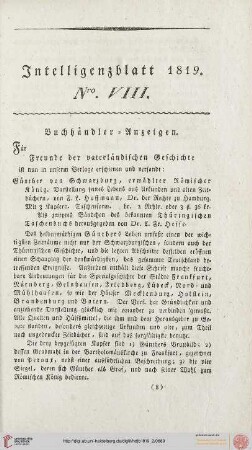 Intelligenzblatt Nro. VIII