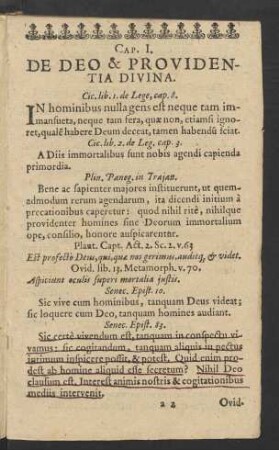 Cap. I. De Deo, & Providentia Divina.