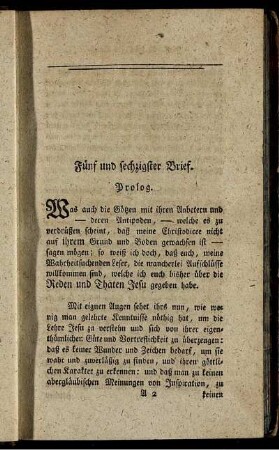 Fünf und sechzigster Brief. Prolog.