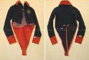 Uniformrock für Offiziere (Knabenuniform), Infanterie-Regiment No. 15, Preußen, mit Bruststern des Hohen Ordens vom Schwarzen Adler