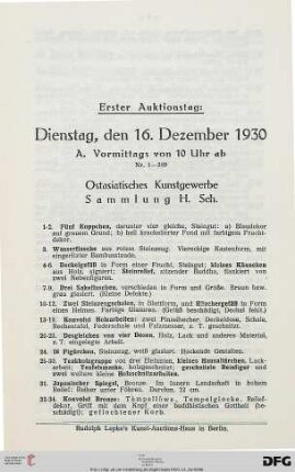 Ostasiatisches Kunstgewerbe, Sammlung H. Sch. (Nr. 1-389)