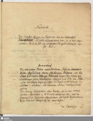 Nachricht [des Verfassers und] Anmerkung.