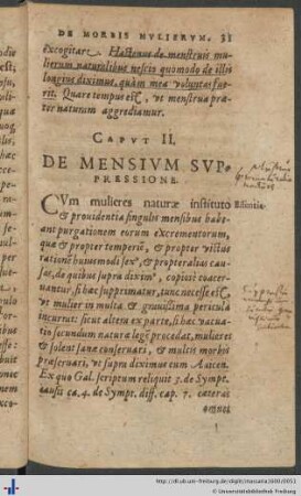 Caput II. De Mensium suppressione.