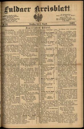 Ausgabe vom Dienstag, den 02. August 1892.