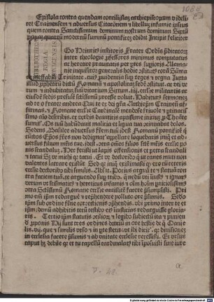 Epistula contra quendam conciliistam archiepiscopum videlicet Crainensem : Schlettstadt, 1482.08.10