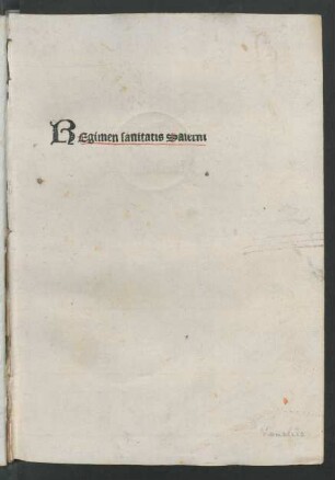 Regimen sanitatis Salernitanum. Mit Komm. von Arnoldus de Villa Nova