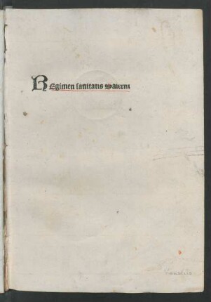 Regimen sanitatis Salernitanum. Mit Komm. von Arnoldus de Villa Nova