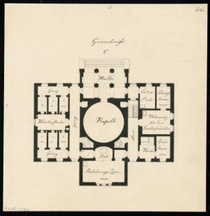 Leichenhaus und Kapelle Monatskonkurrenz Dezember 1833: Grundriss