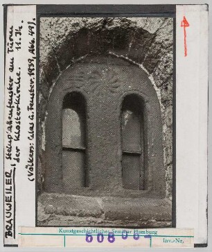 Brauweiler, Benediktinerklosterkirche: Steinplattenfenster am Turm der Klosterkirche