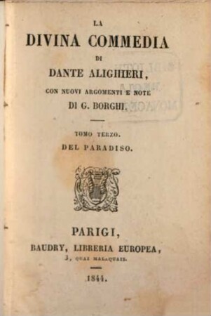 La divina commedia di Dante Alighieri. 3, Del Paradiso