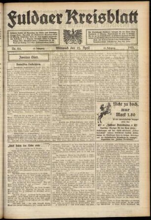 Zweite Ausgabe vom Mittwoch, den 12. April 1911.