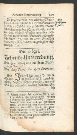 Zehende Unterredung. Die Voegel.