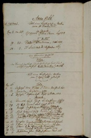 Aus einer Bossiegelschen Auction vom 10. Martz 1766. - Von Hannover geschickt. - Aus einer Bossigelschen Auction vom 7 April 1766 gekauft.