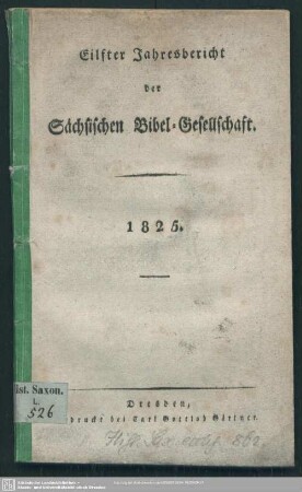 11.1825: Jahresbericht der Sächsischen Bibel-Gesellschaft