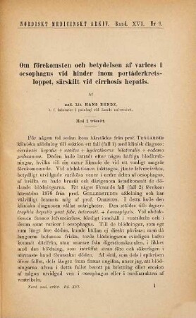 Om förekomsten och betydelsen af varices i oesophagus vid hinder inom portåderkretsloppet, särskildt vid cirrhosis hepatis