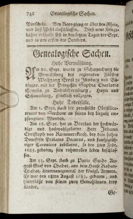 Genealogische Sachen.