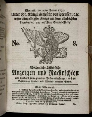 No. 8. Montags, den 20ten Februar 1775