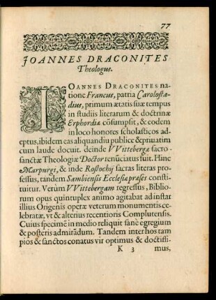 Ioannes Draconites Theologus.