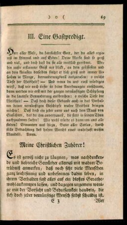 III. Eine Gastpredigt