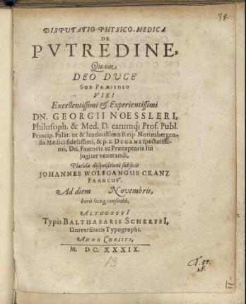 Disputatio Physico-Medica De Putredine