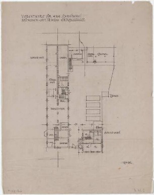 Döllgast, Hans; München - Ost; Schreinerei - Vorentwurf (Grundriss)