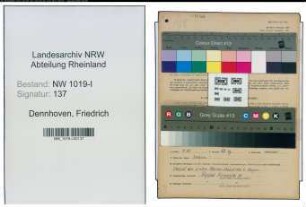 Entnazifizierung Friedrich Dennhoven , geb. 13.01.1892 ()