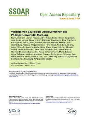 Verbleib von Soziologie-AbsolventInnen der Philipps-Universität Marburg
