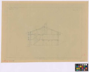 Icking (Landkreis Wolfratshausen): Bauernhaus, [Altes Haus Klostermayer]. Haupthaus (Querschnitt)