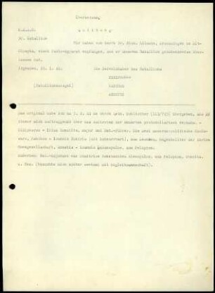 Quittung/Übergabeprotokoll für einen Radio-Apparat